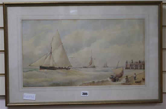 Victorian School Coastal scene 11 x 20.5in.